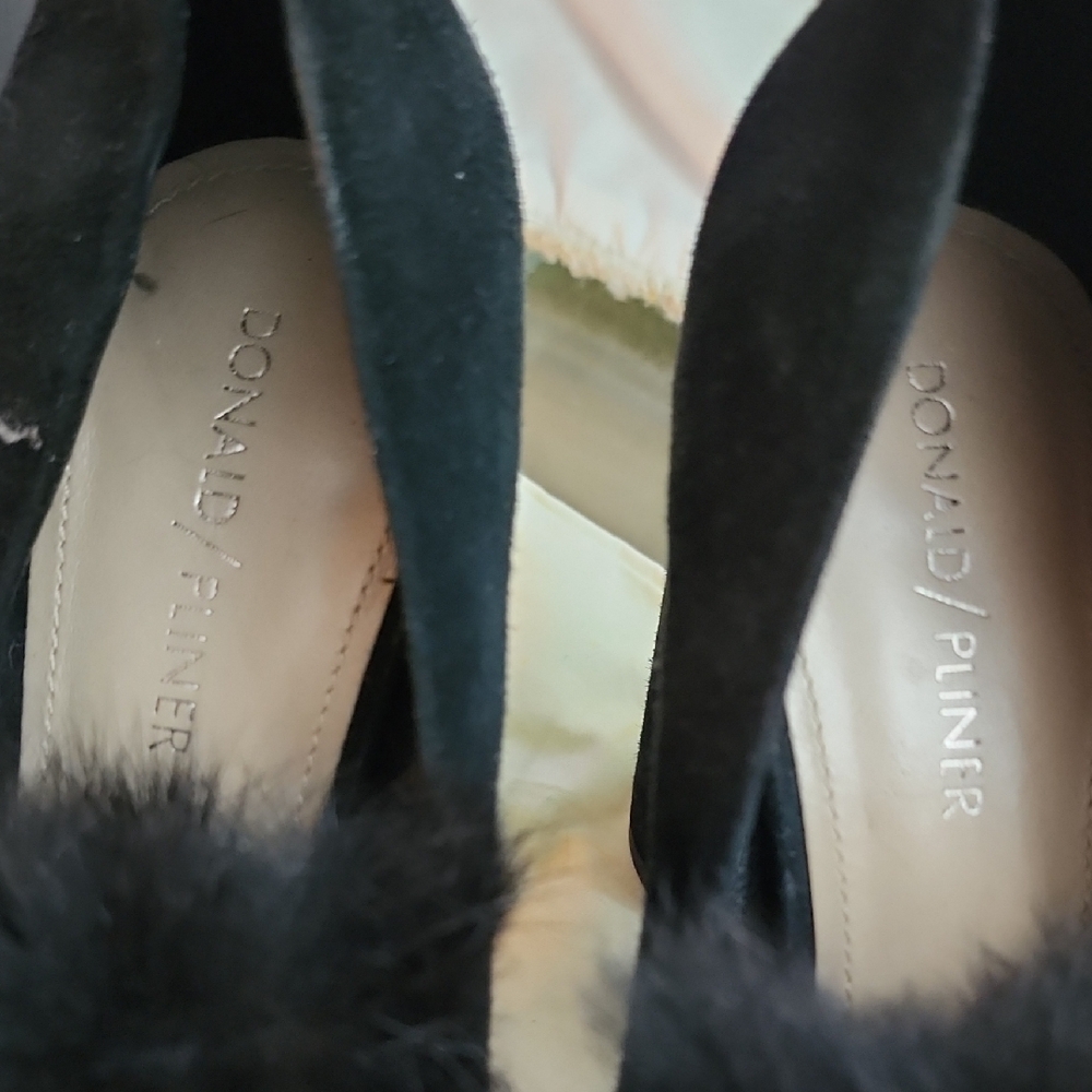 Black Fur-Trimmed Women's Shoes - Picture 3 of 9